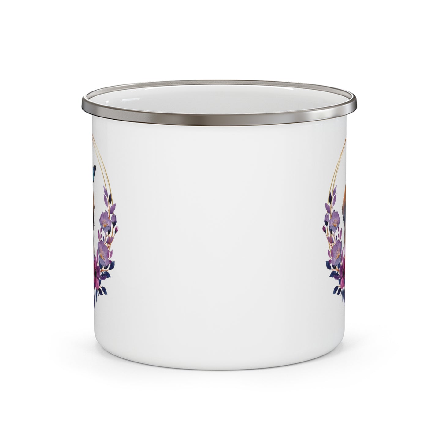 Dachshund with Purple Watercolor Flowers Enamel Camping Mug