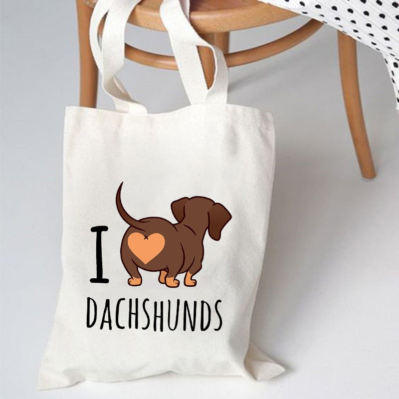 Dachshund Canvas Shopping Bag