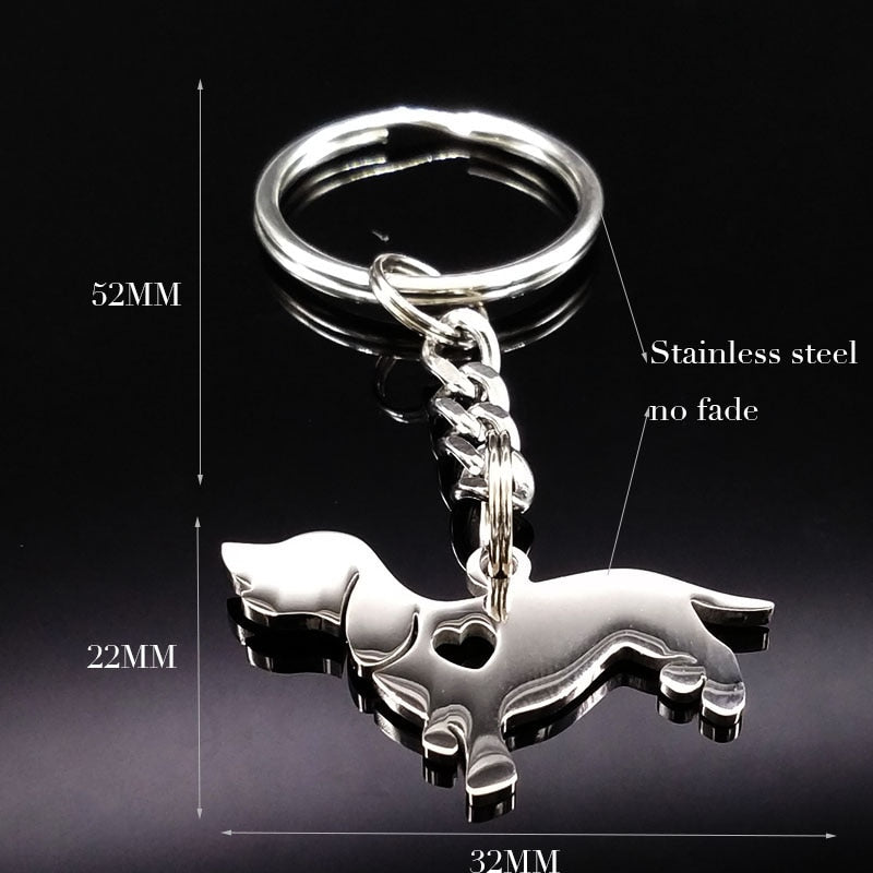 Dachshund stainless steel keychain