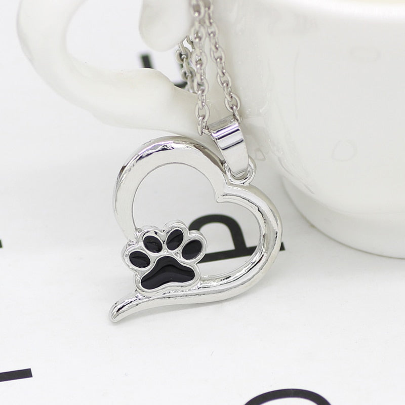 Dog Paw Heart-Shaped Necklace