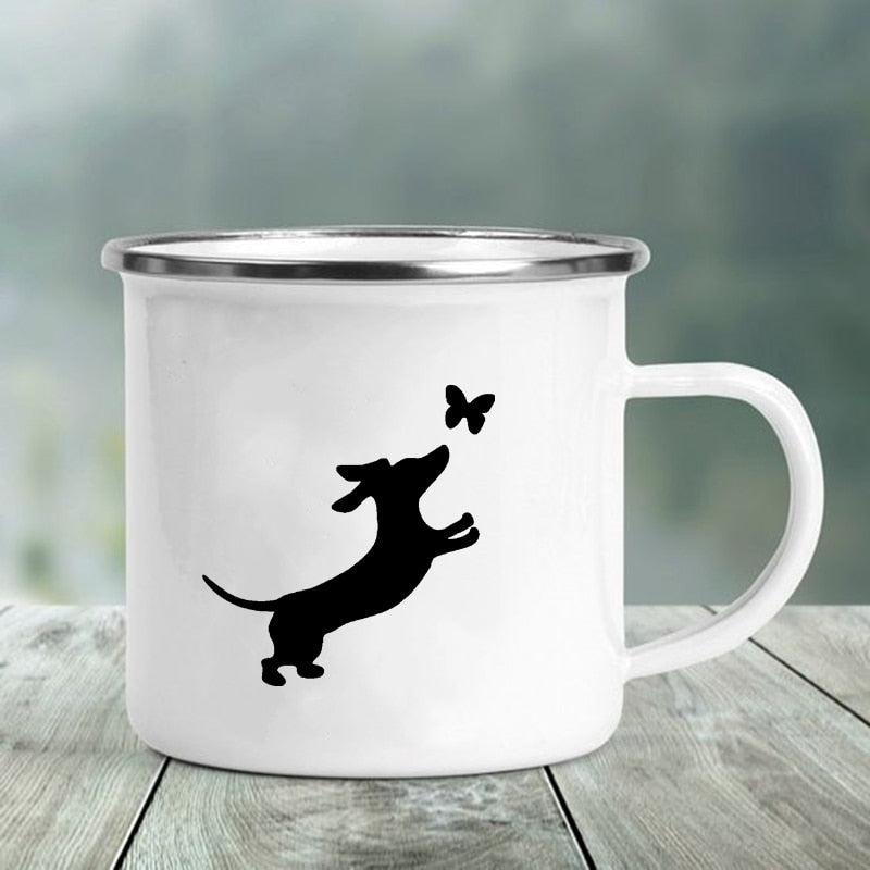 I Love Dachshunds Printed Enamel Camping Mugs