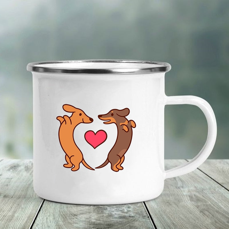 I Love Dachshunds Printed Enamel Camping Mugs