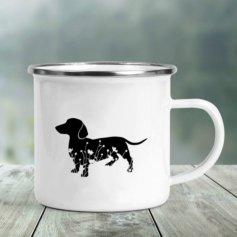 I Love Dachshunds Printed Enamel Camping Mugs