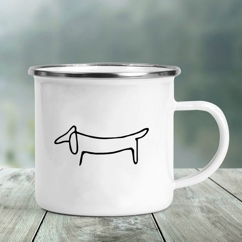 I Love Dachshunds Printed Enamel Camping Mugs