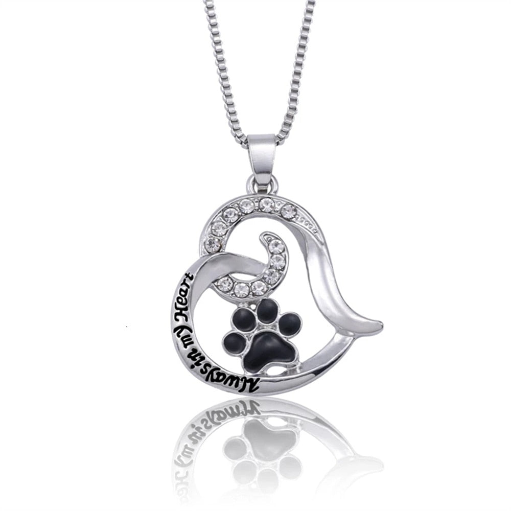 Dog Paw Heart-Shaped Necklace