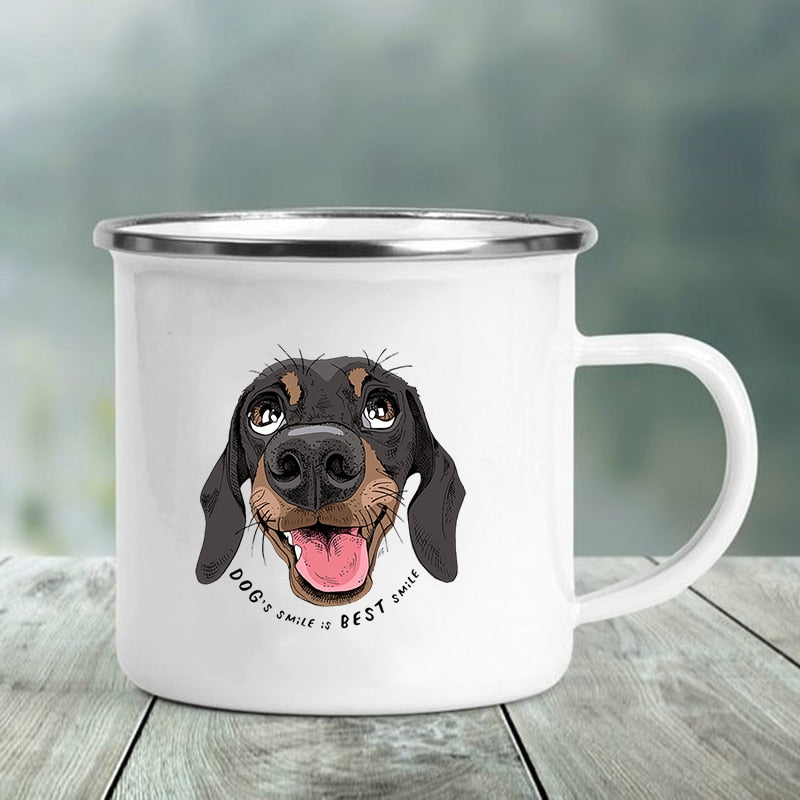 I Love Dachshunds Printed Enamel Camping Mugs