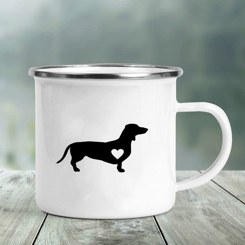 I Love Dachshunds Printed Enamel Camping Mugs