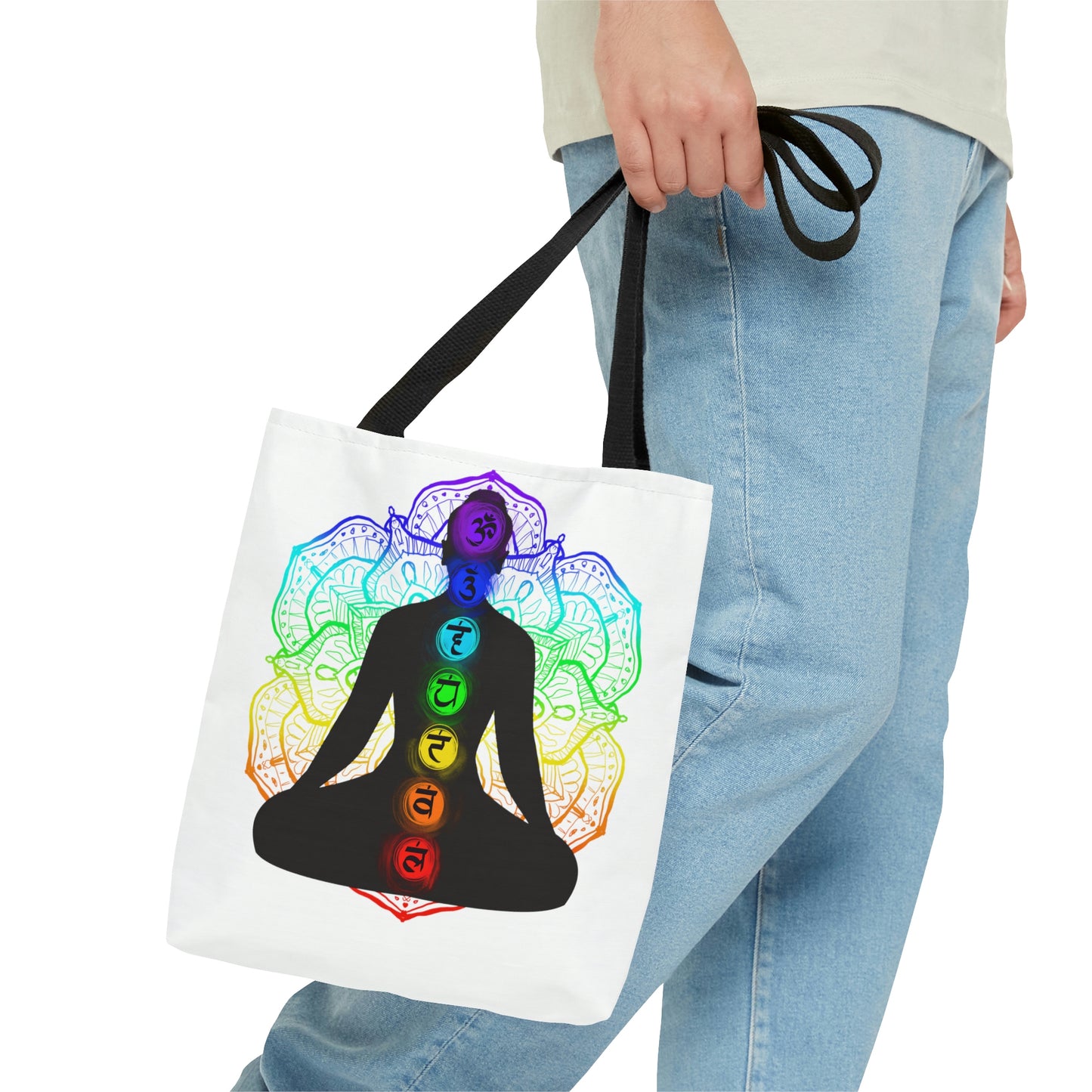 Chakra Mandala Yoga Silhouette Tote Bag