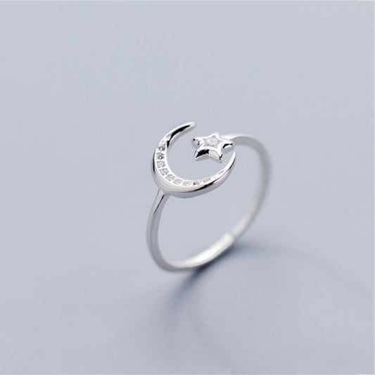 Sterling Silver Moon Star Ring