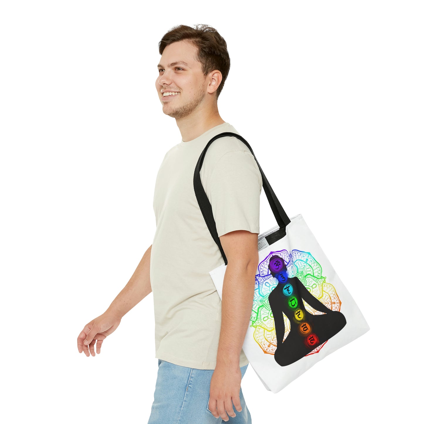 Chakra Mandala Yoga Silhouette Tote Bag