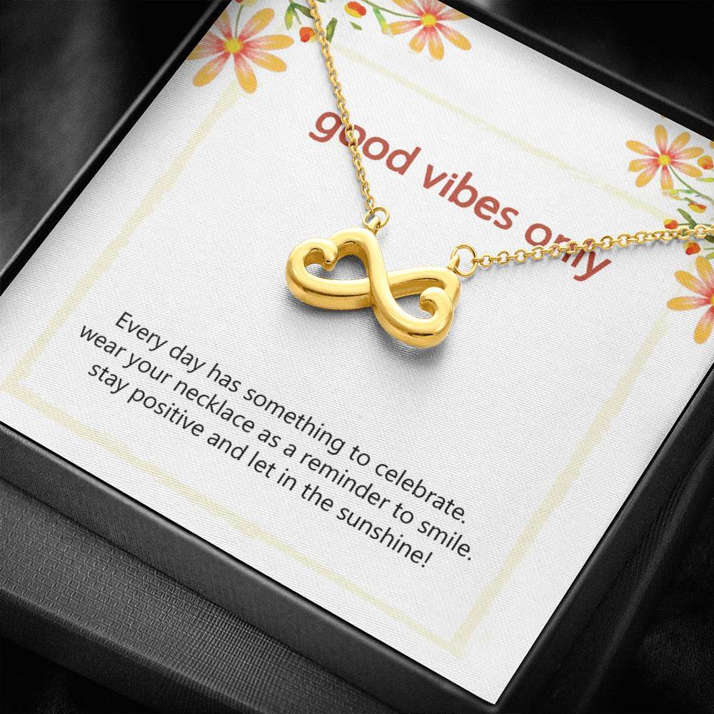 Good Vibes Only-2 18K White Gold Plated Infinity Heart Necklace