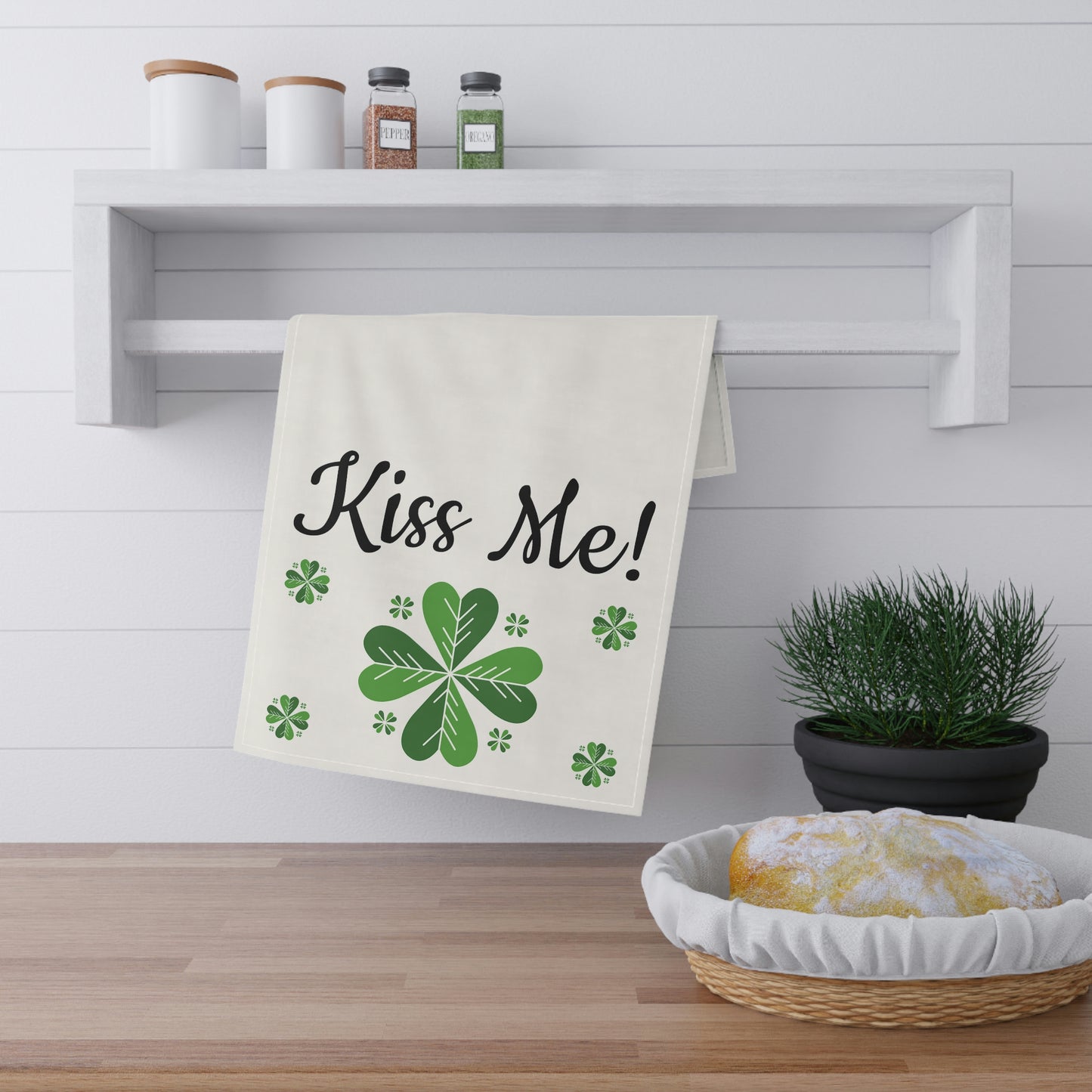 Kiss Me! Cotton Twill Kitchen Towel