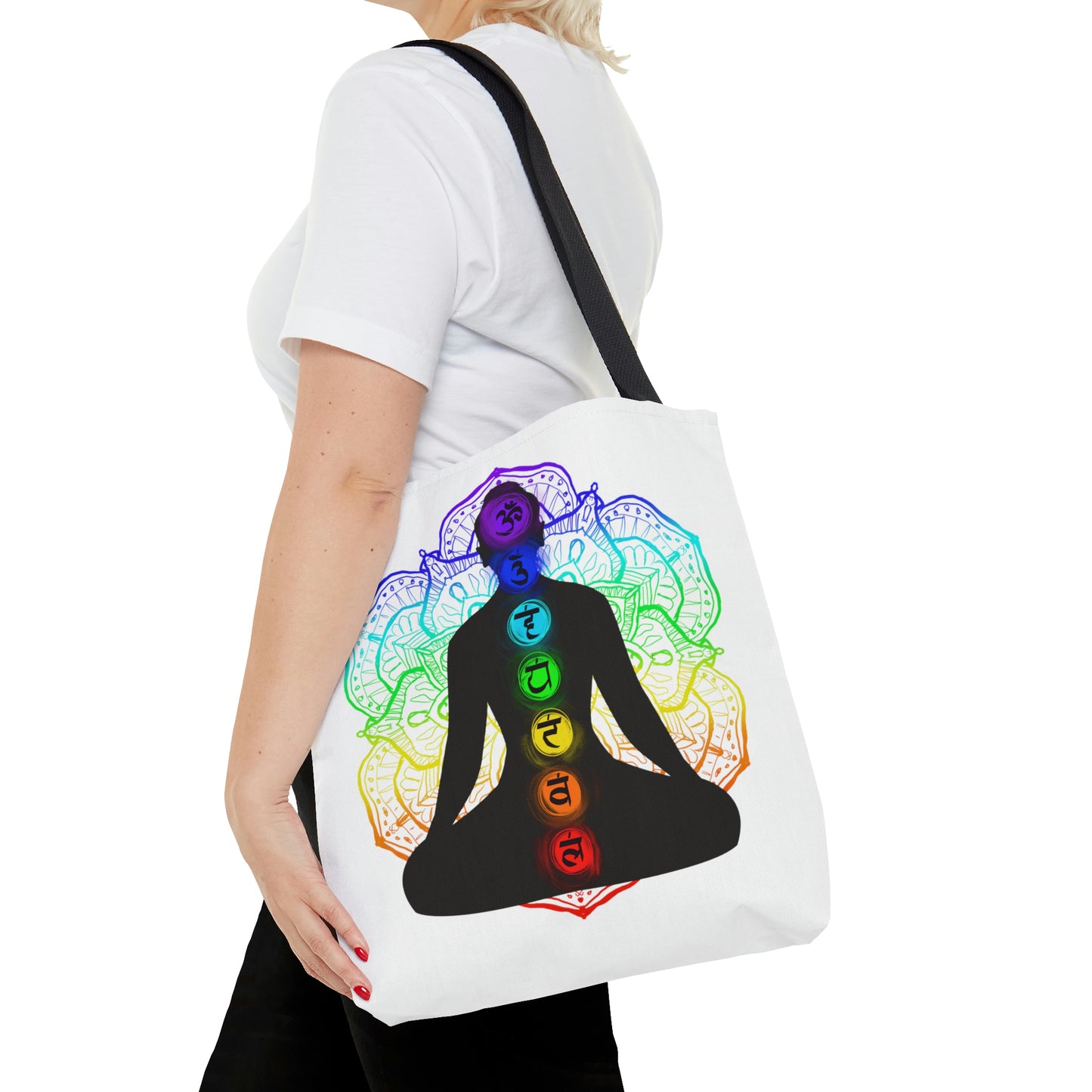 Chakra Mandala Yoga Silhouette Tote Bag