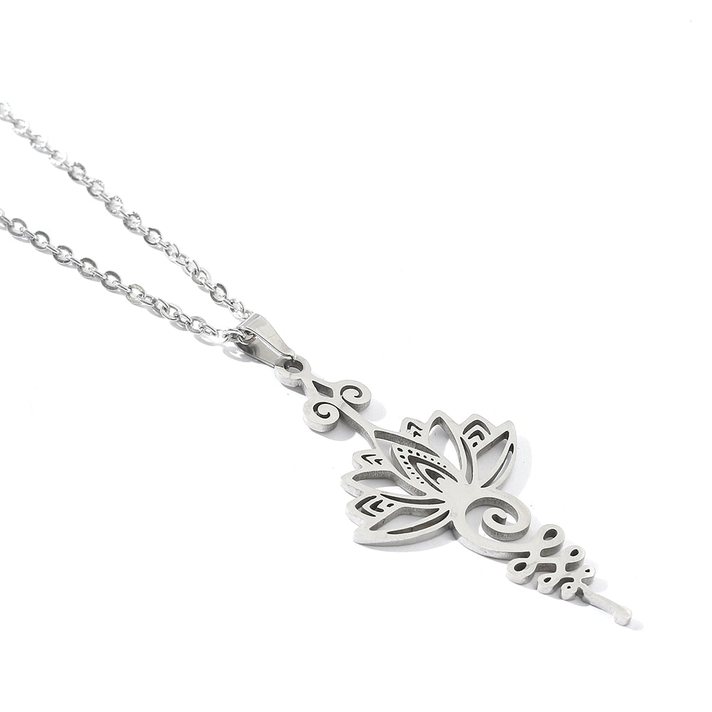 Silver Lotus Necklace Reiki Yoga