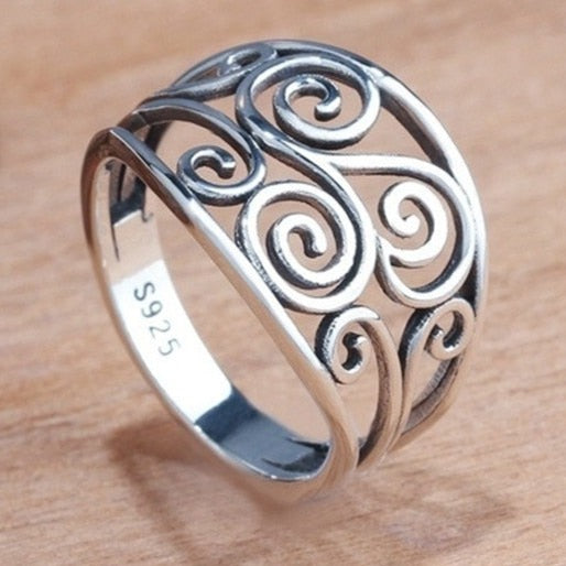 925 Sterling Silver Hollow Filagree Ring
