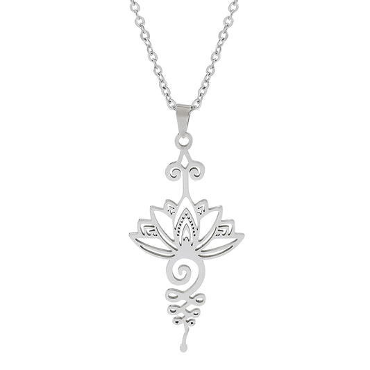 Silver Lotus Necklace Reiki Yoga