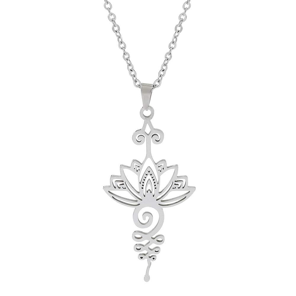 Silver Lotus Necklace Reiki Yoga