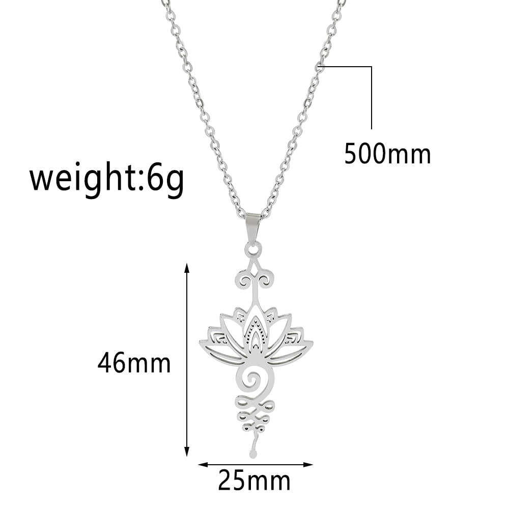 Silver Lotus Necklace Reiki Yoga