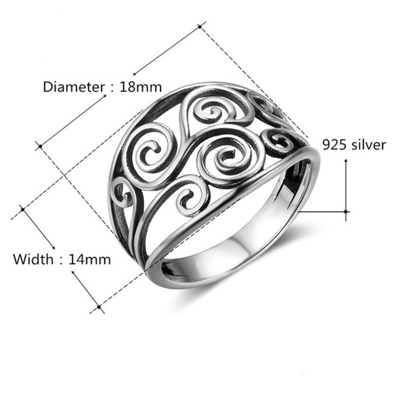 925 Sterling Silver Hollow Filagree Ring
