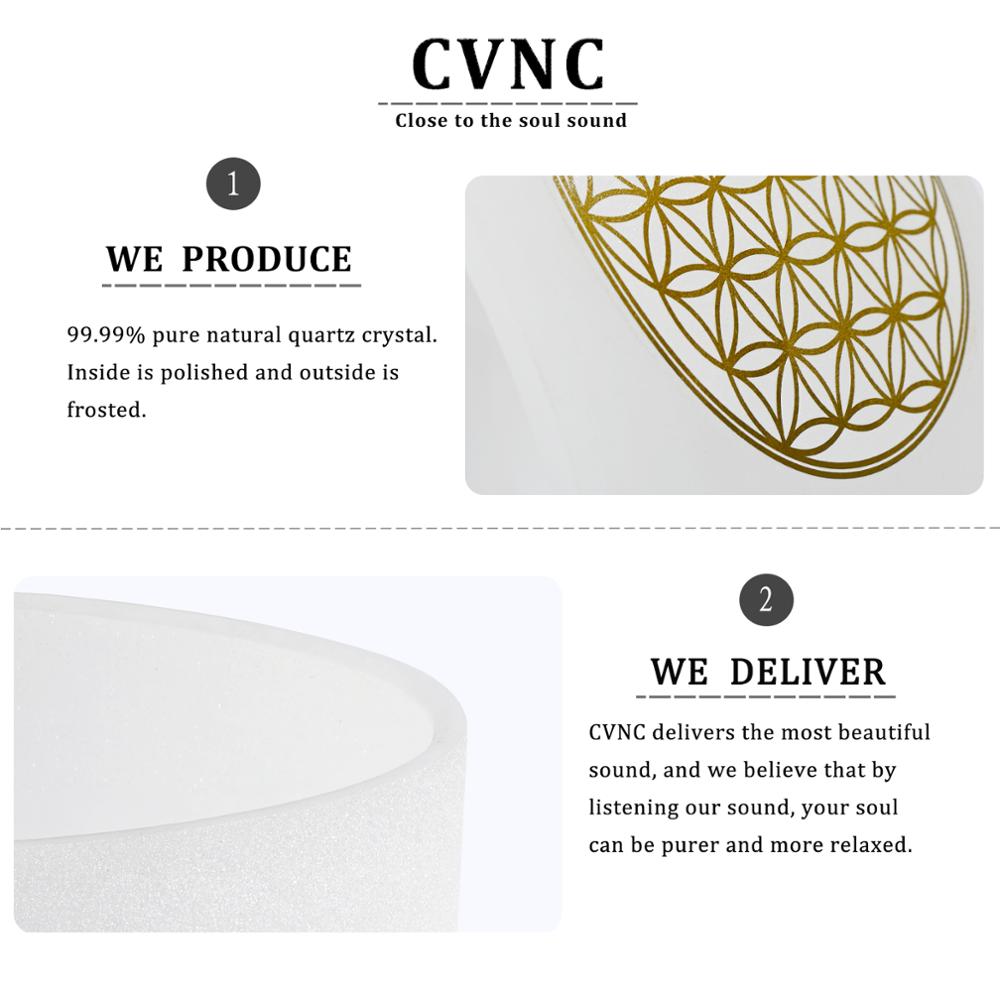 528Hz 8 Inch Frosted Quartz Crystal Singing Bowl C Note with Flower of Life Design Includes Case and Mallet  by CVNC