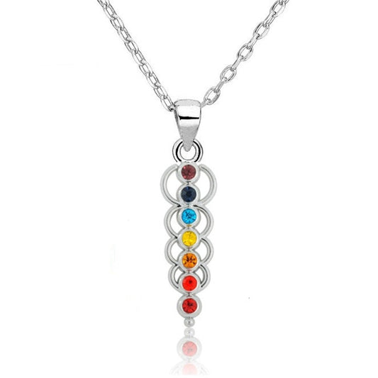 Color Crystal Pillar Chakra Pendant Necklace