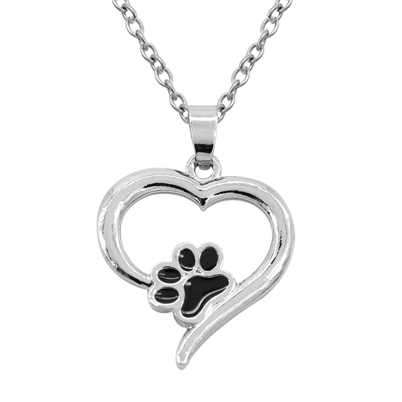 Dog Paw Heart-Shaped Necklace