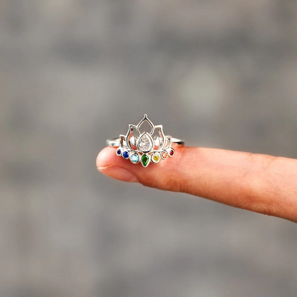 Sterling Silver Lotus Flower Boho Ring