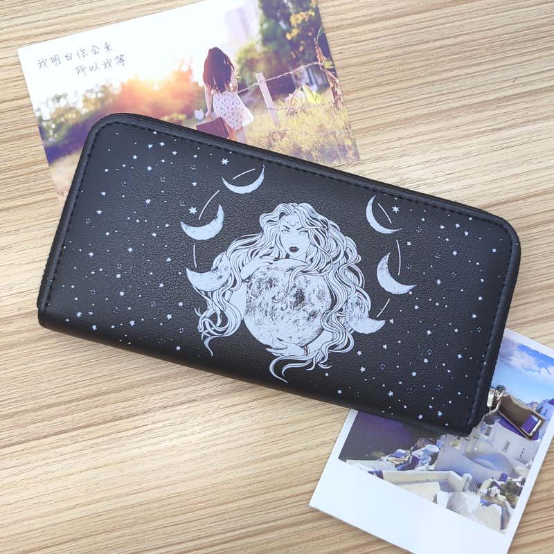 Moon Phase or Moon Goddess Zipper Wallet