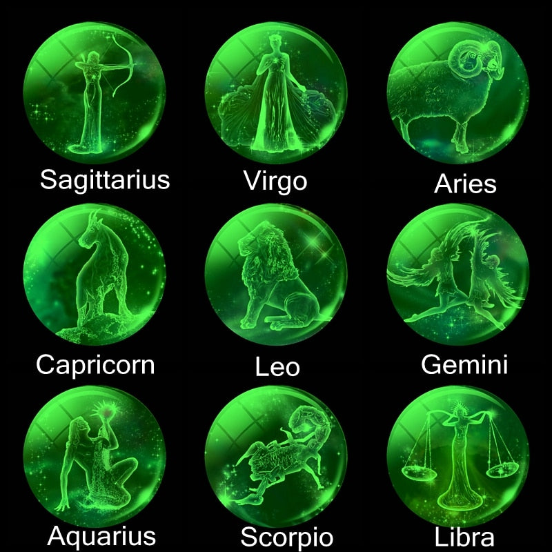 Glow In The Dark Zodiac Signs Keychains