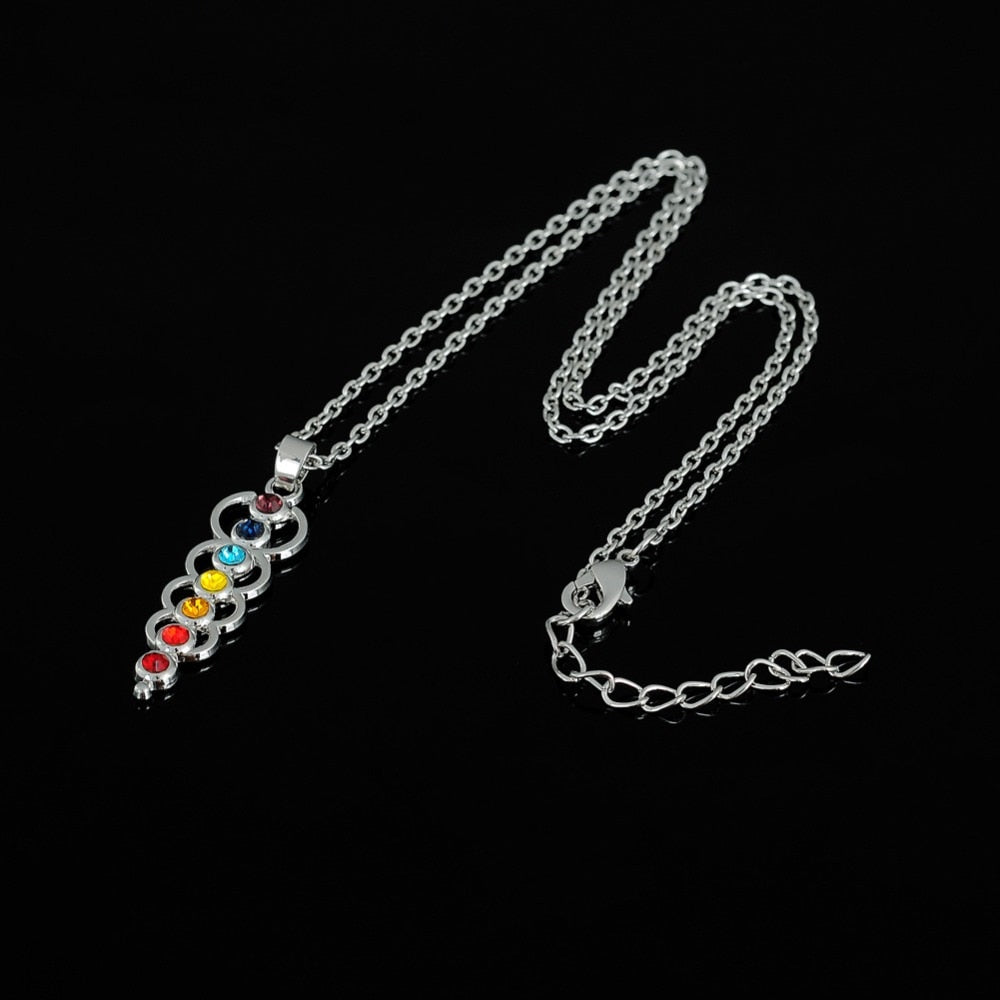 Color Crystal Pillar Chakra Pendant Necklace