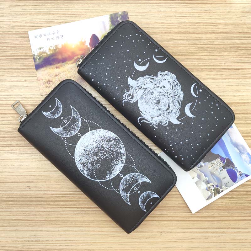 Moon Phase or Moon Goddess Zipper Wallet