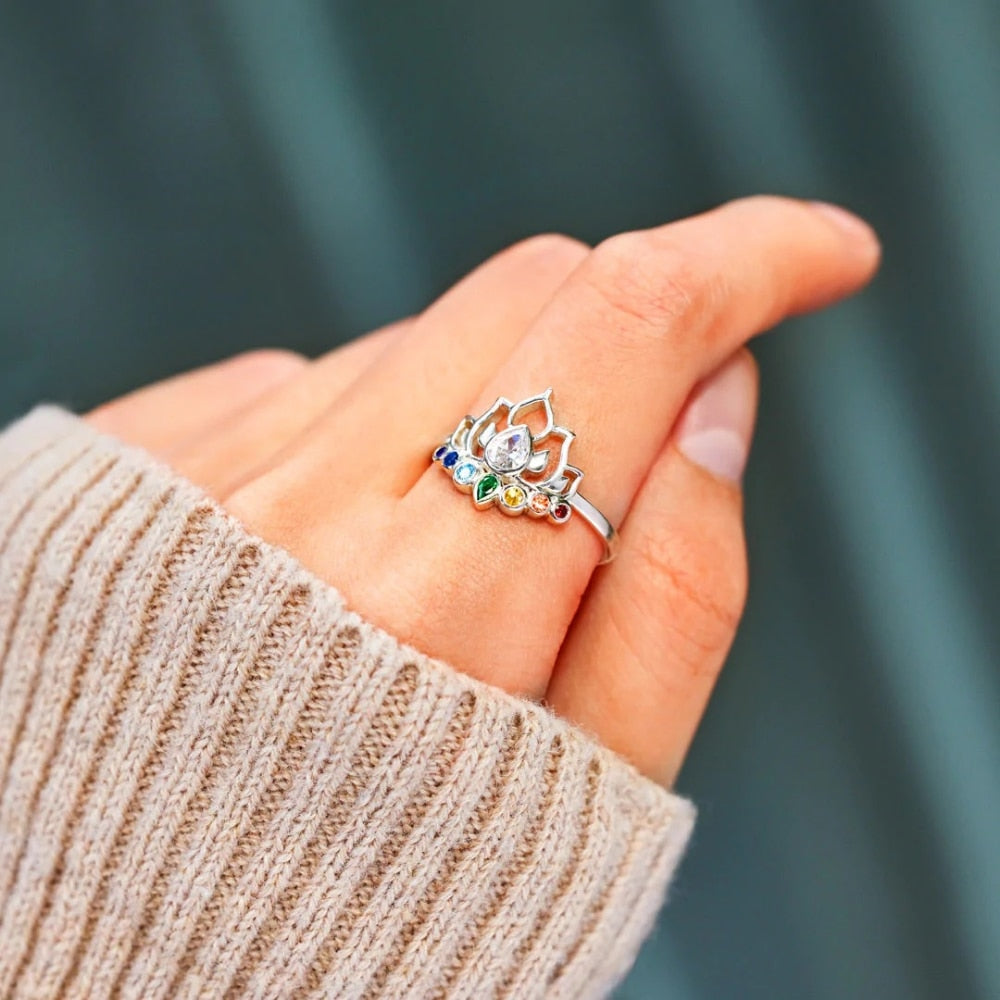 Sterling Silver Lotus Flower Boho Ring