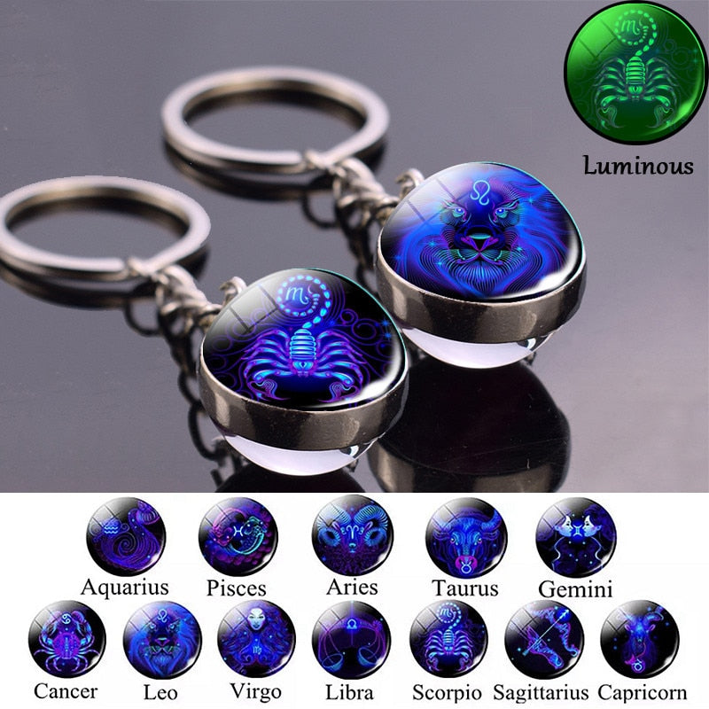 Glow In The Dark Zodiac Signs Keychains