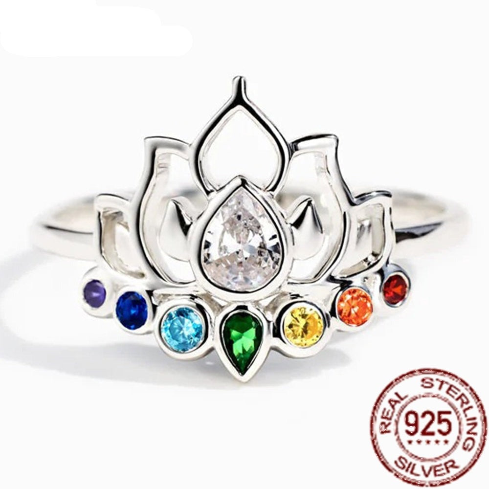 Sterling Silver Lotus Flower Boho Ring