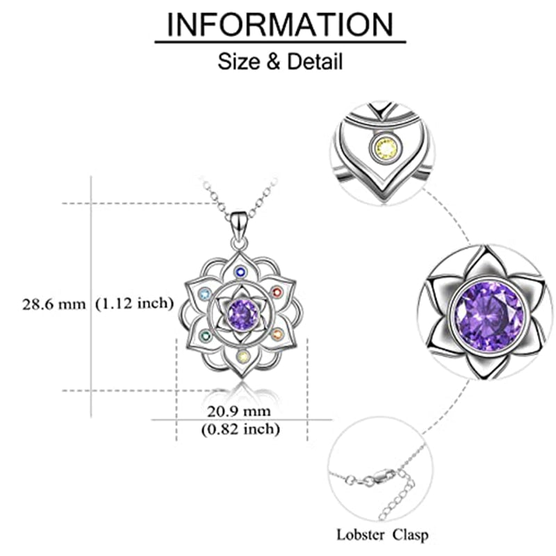 Lotus Mandala Crystal Pendant Necklace