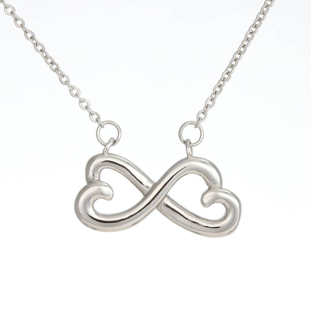 Good Vibes Only-2 18K White Gold Plated Infinity Heart Necklace