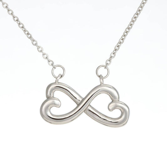 Good Vibes Only-2 18K White Gold Plated Infinity Heart Necklace