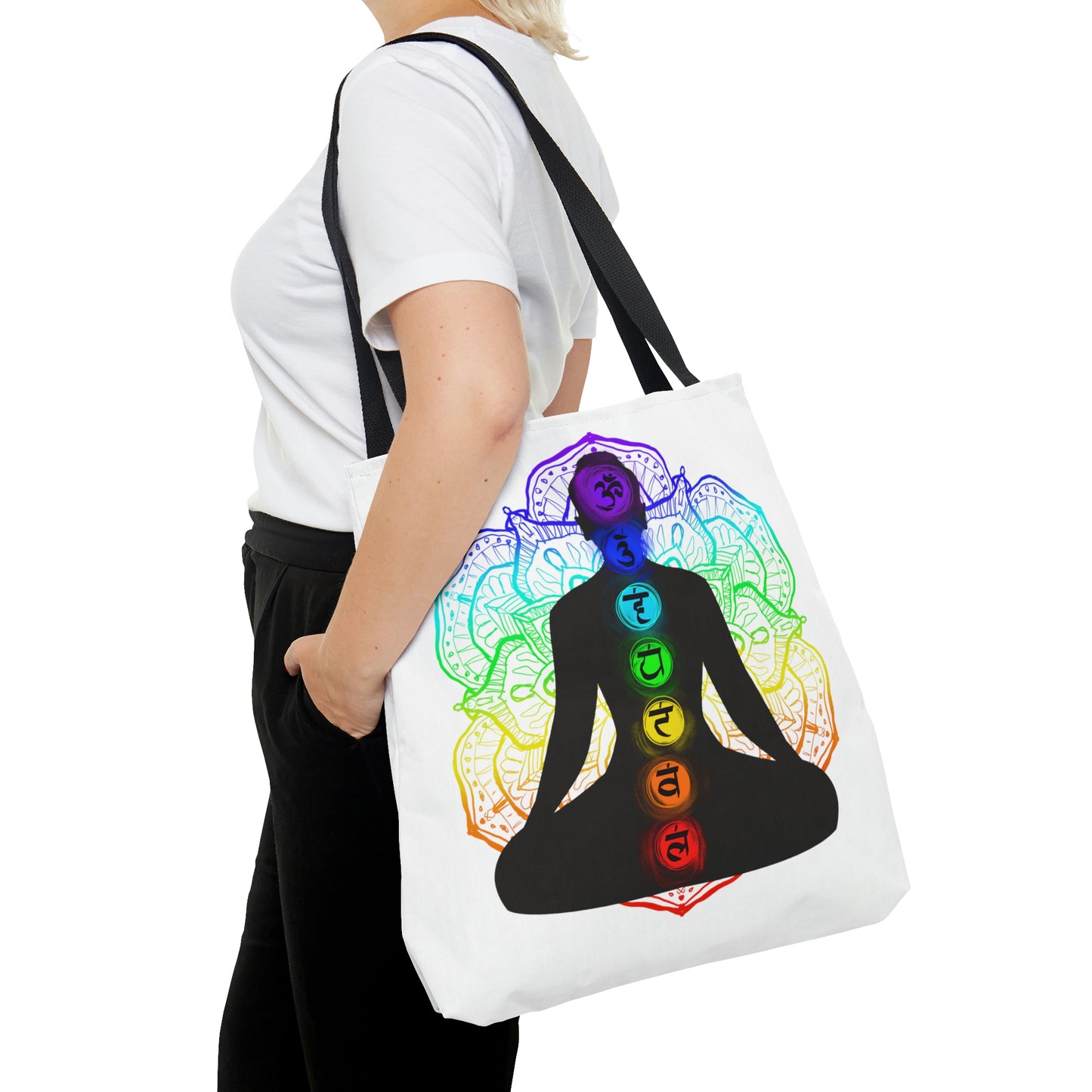 Chakra Mandala Yoga Silhouette Tote Bag