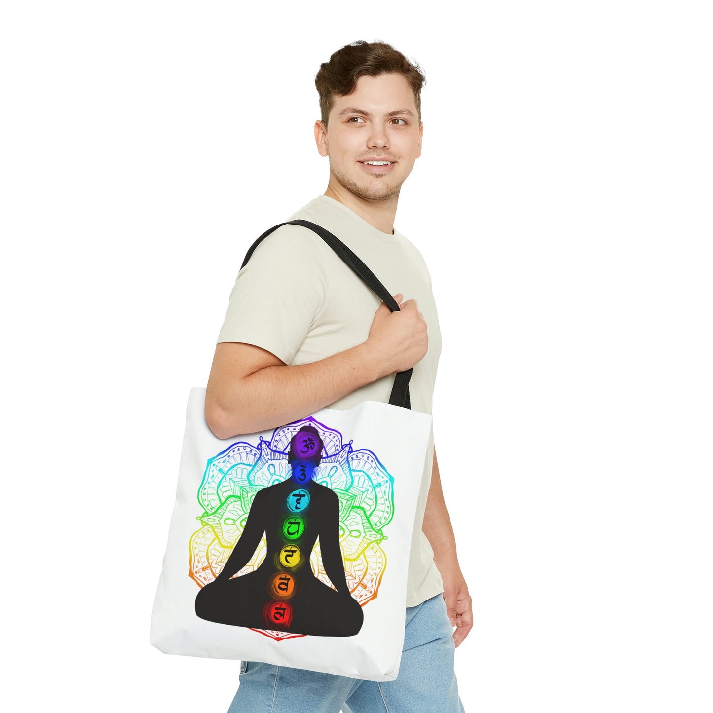 Chakra Mandala Yoga Silhouette Tote Bag